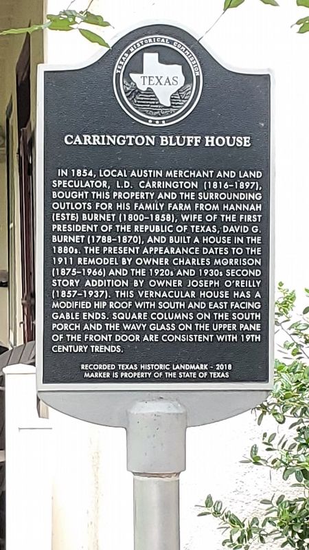 Carrington Bluff House Marker image. Click for full size.