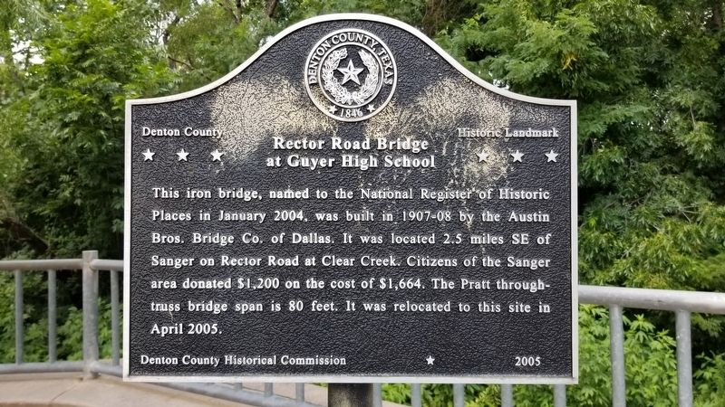 Rector Road Bridge at Guyer High School Marker image. Click for full size.