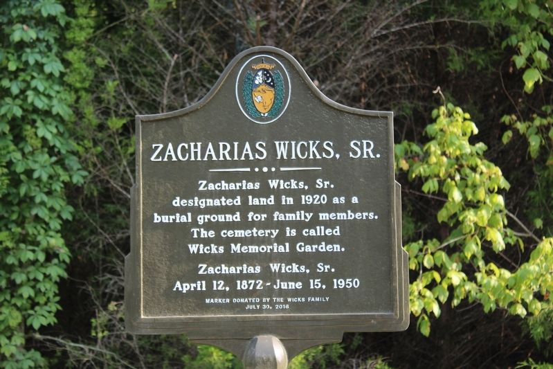 Zacharias Wicks, Sr. Marker image. Click for full size.