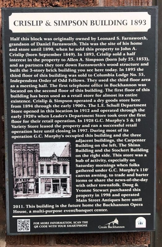 Crislip & Simpson Building Marker image. Click for full size.
