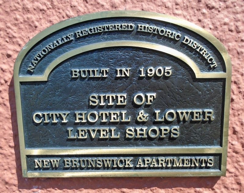 Site of City Hotel & Lower Level Shops NRHP Marker. Click for full size. Site of City Hotel & Lower Level Shops NRHP Marker image. Click for full size.