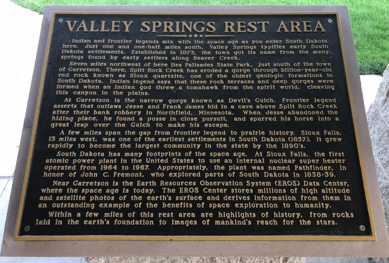 Valley Springs Rest Area Marker image. Click for full size.