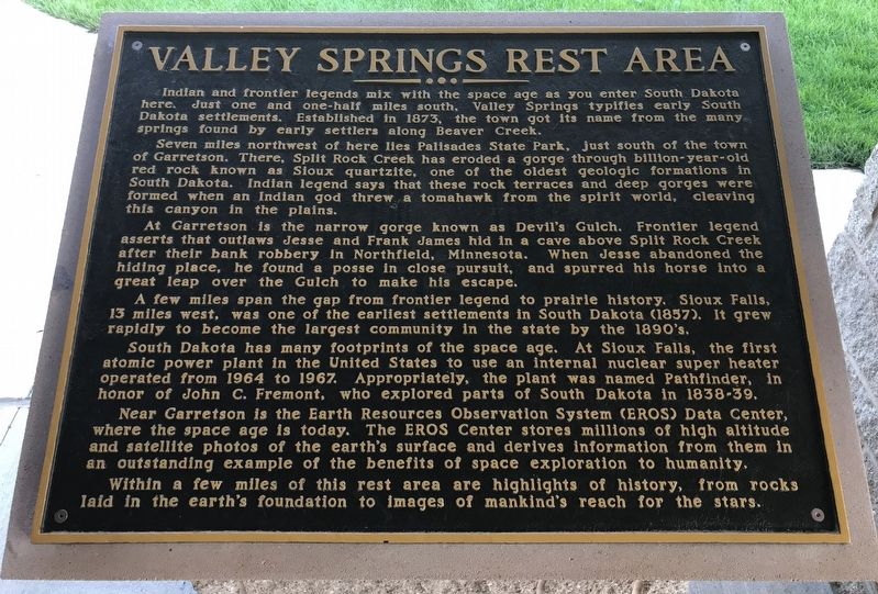 Valley Springs Rest Area Marker. Click for full size. Valley Springs Rest Area Marker image. Click for full size.