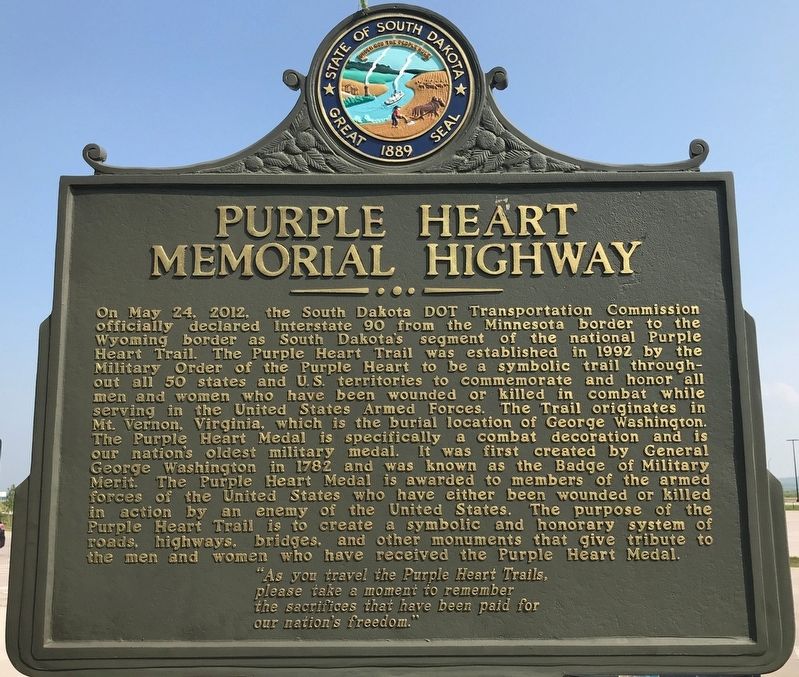 Purple Heart Memorial Highway Marker image. Click for full size.