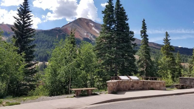 The Heart of the Red Mountains Marker with the Red Mountain in the background. Click for full size. The Heart of the Red Mountains Marker with the Red Mountain in the background image. Click for full size.