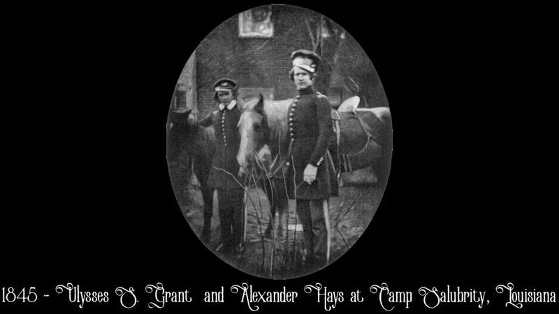 U.S. Grant (left) at Camp Salubrity in 1845. image. Click for full size.