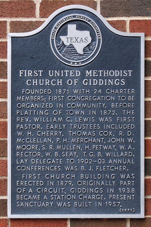 First United Methodist Church of Giddings Marker image. Click for full size.