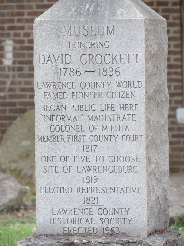 Museum Honoring David Crockett Marker image. Click for full size.