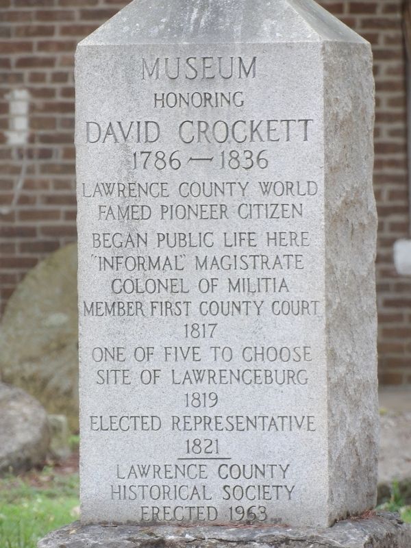 Museum Honoring David Crockett Marker image. Click for full size.