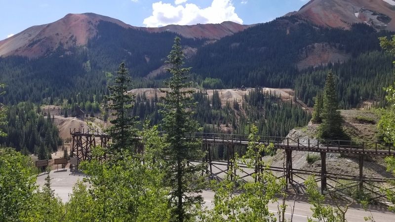 The Treasury Tunnel Marker is on the Idarado Mine Trestle. Click for full size. The Treasury Tunnel Marker is on the Idarado Mine Trestle image. Click for full size.