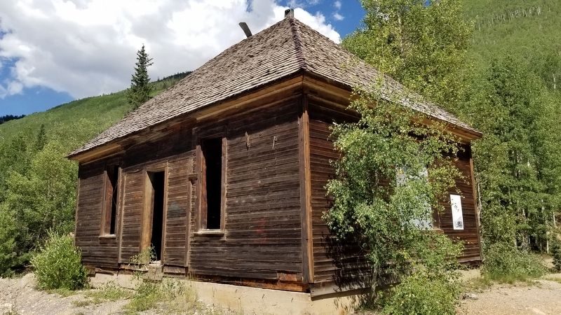 The Larson Brothers Mine Marker is located on the old building. Click for full size. The Larson Brothers Mine Marker is located on the old building image. Click for full size.