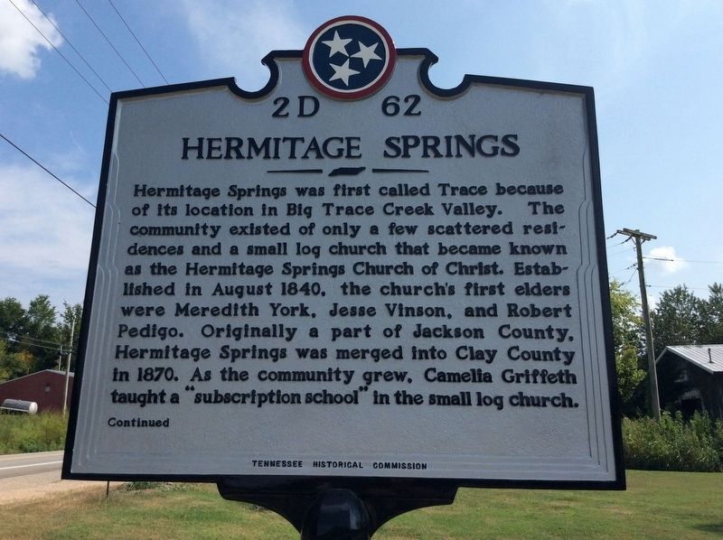 Hermitage Springs Marker image. Click for full size.