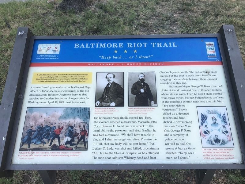 Baltimore Riot Trail Marker. Click for full size. Baltimore Riot Trail Marker image. Click for full size.