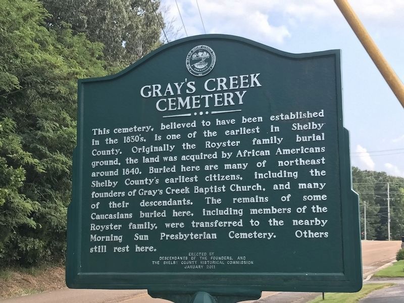 Gray's Creek Cemetery Marker side image. Click for full size.