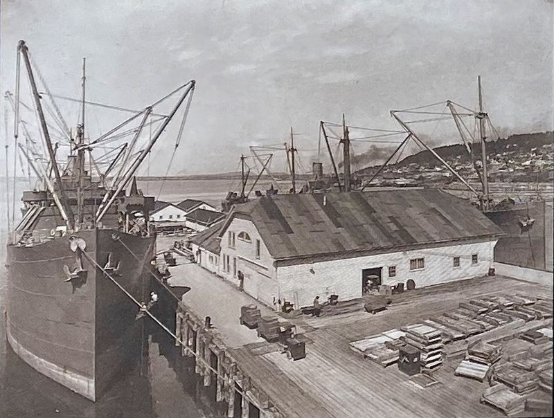 Marker inset: Ships loading canned salmon. Click for full size. Marker inset: Ships loading canned salmon image. Click for full size.