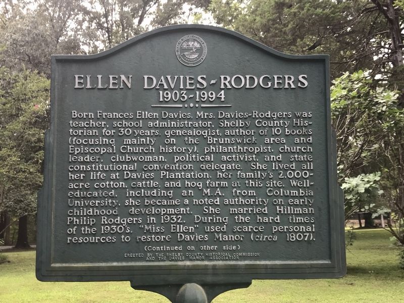Ellen Davies-Rodgers Marker (Side A) image. Click for full size.
