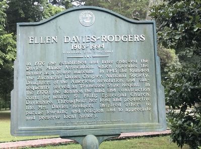 Ellen Davies-Rodgers Marker (Side B). Click for full size. Ellen Davies-Rodgers Marker (Side B) image. Click for full size.