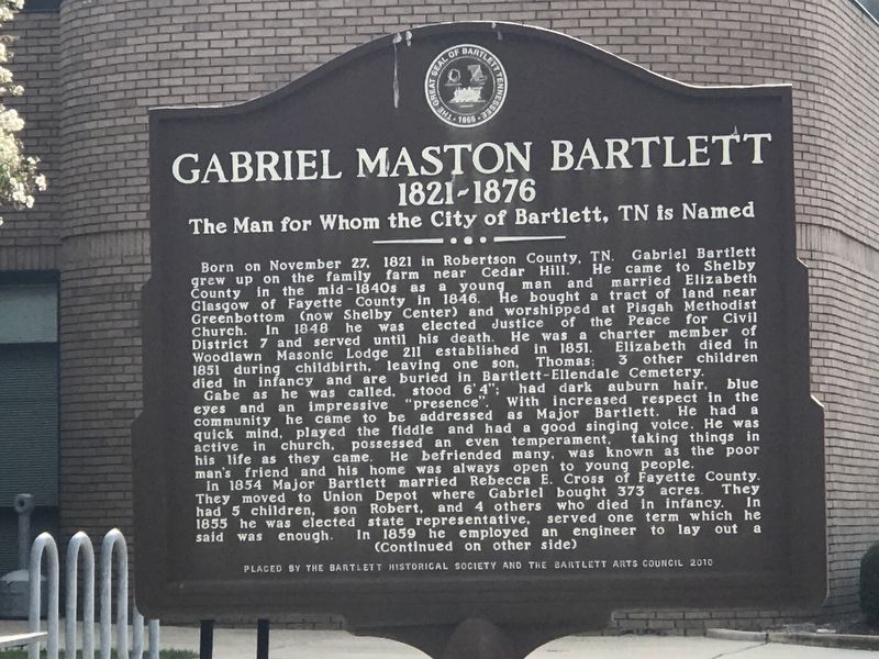 Gabriel Maston Bartlett Marker (side A) image. Click for full size.