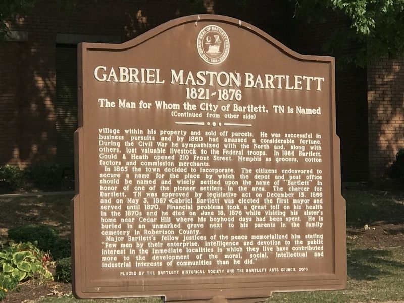 Gabriel Maston Bartlett Marker (side B) image. Click for full size.