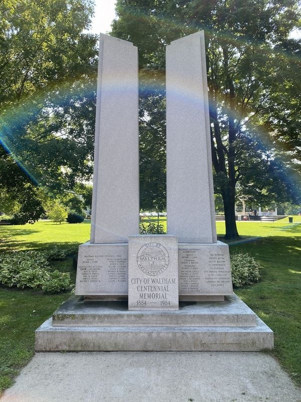City of Waltham Centennial Memorial. Click for full size. City of Waltham Centennial Memorial image. Click for full size.