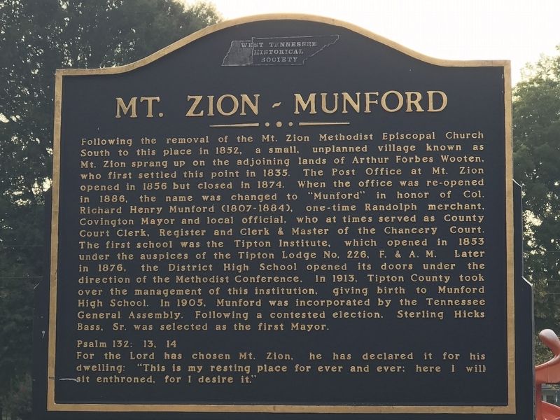 Mt. Zion — Munford Marker image. Click for full size.