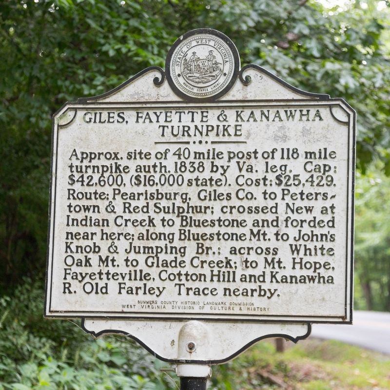 Giles, Fayette & Kanawha Turnpike Marker image. Click for full size.