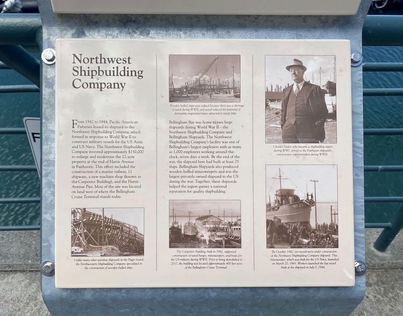 Northwest Shipbuilding Company Marker <i>(lower panel)</i>. Click for full size. Northwest Shipbuilding Company Marker <i>(lower panel)</i> image. Click for full size.