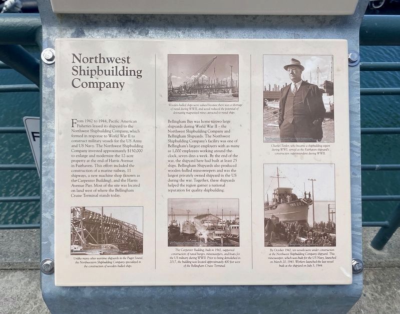 Northwest Shipbuilding Company Marker <i>(lower panel)</i> image. Click for full size.