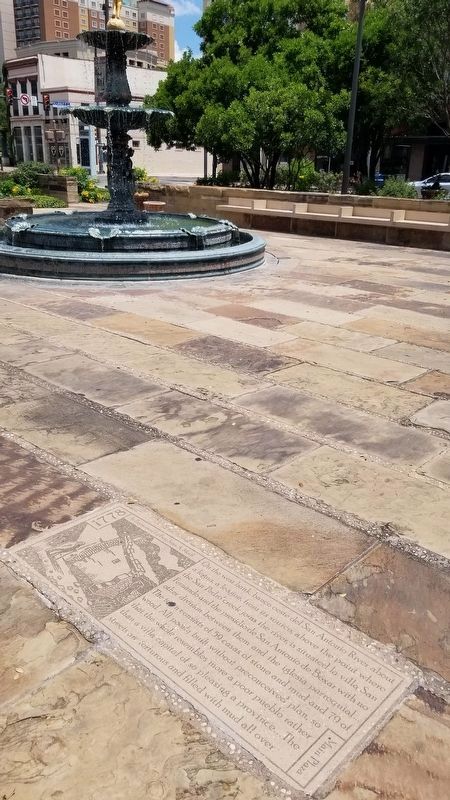 The West Bank Marker is located on the ground in front of the Bexar County Courthouse. image. Click for full size.