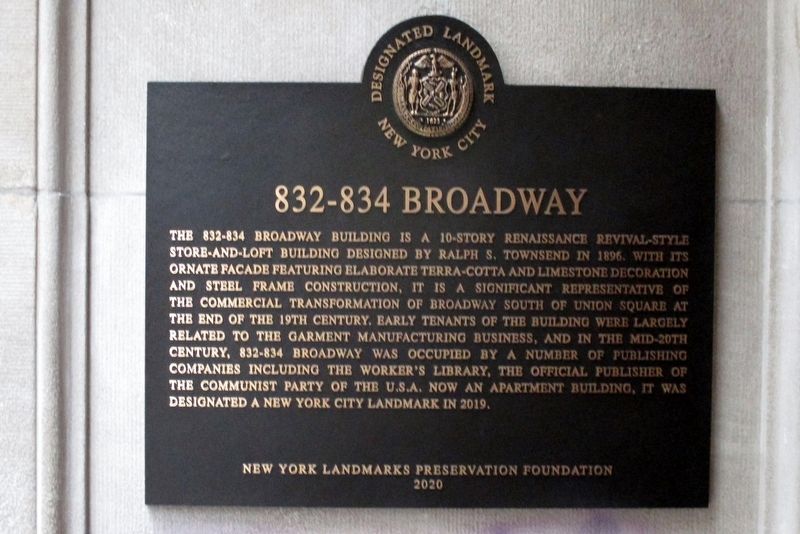 832-834 Broadway plaque. Click for full size. 832-834 Broadway plaque image. Click for full size.