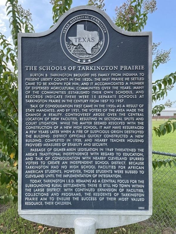 The Schools of Tarkington Prairie Marker image. Click for full size.
