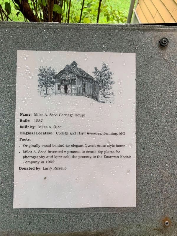 Miles A. Seed Carriage House Marker. Click for full size. Miles A. Seed Carriage House Marker image. Click for full size.