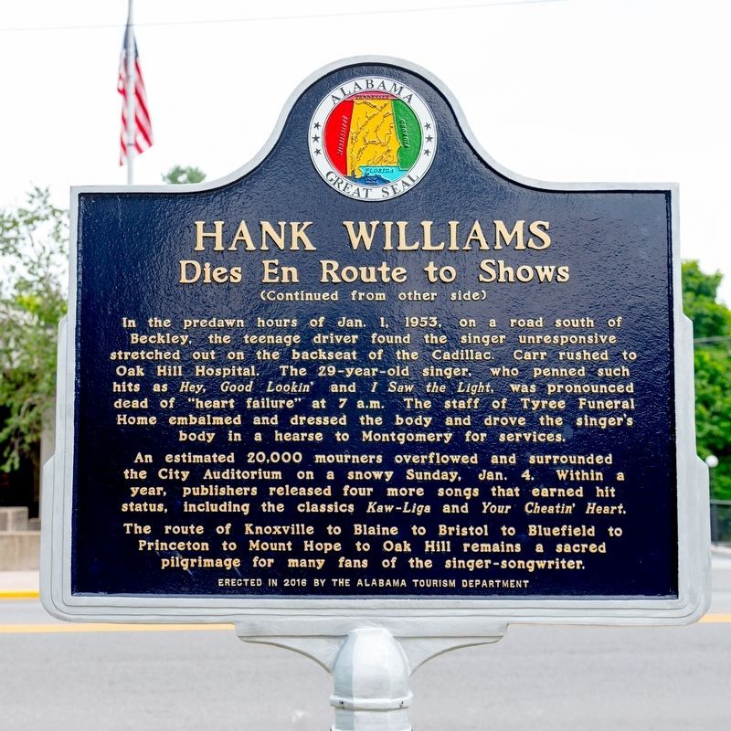 Hank Williams Marker, side two. Click for full size. Hank Williams Marker, side two image. Click for full size.