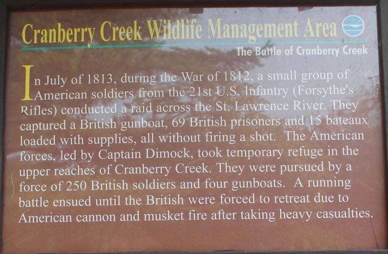 Cranberry Creek Wildlife Management Area Marker. Click for full size. Cranberry Creek Wildlife Management Area Marker image. Click for full size.