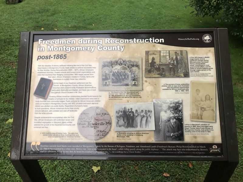 Freedmen during Reconstruction in Montgomery County Marker image. Click for full size.