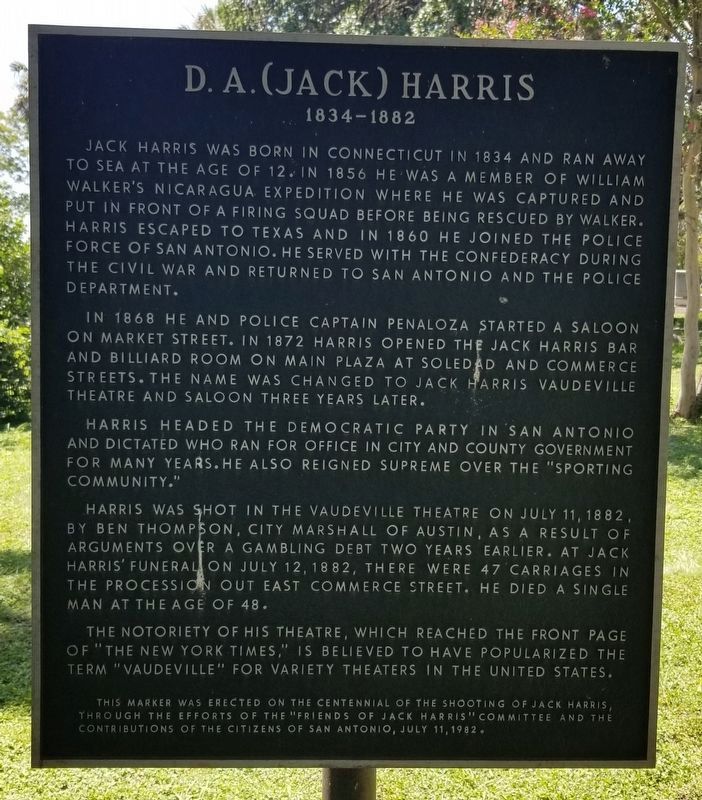 D.A. (Jack) Harris Marker. Click for full size. D.A. (Jack) Harris Marker image. Click for full size.