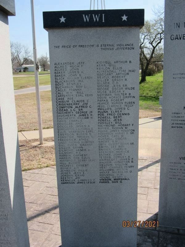 Allen War Veterans Memorial - World War I Veterans image. Click for full size.