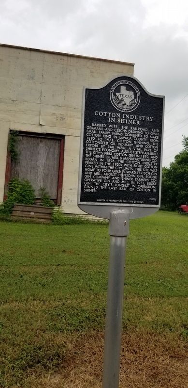Cotton Industry in Shiner Marker image. Click for full size.
