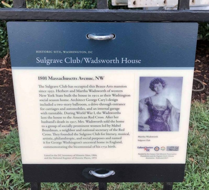 Sulgrave Club / Wadsworth House Marker image. Click for full size.