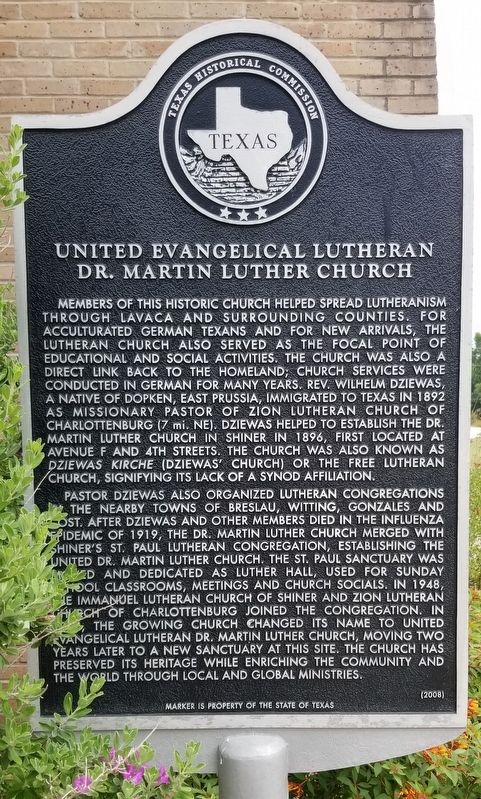 United Evangelical Lutheran Dr. Martin Luther Church Marker image. Click for full size.