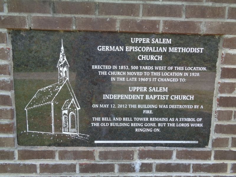Upper Salem German Episcopalian Methodist Church Marker image. Click for full size.
