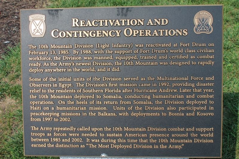 Reactivation and Contingency Operations Marker image. Click for full size.
