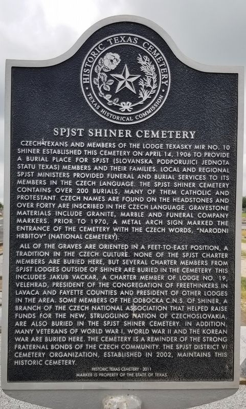 SPJST Shiner Cemetery Marker image. Click for full size.