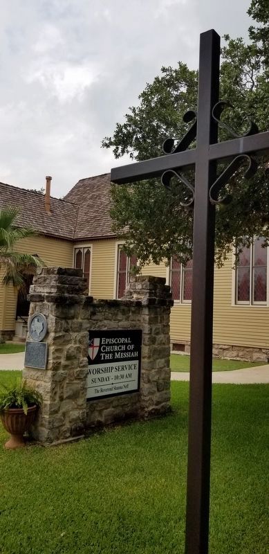 The sign for the Episcopal Church of the Messiah and the Marker image. Click for full size.