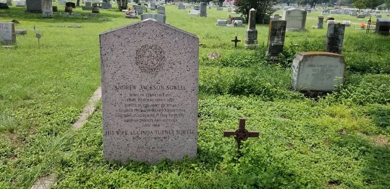 The view of the Andrew Jackson Sowell Marker in the cemetery image. Click for full size.