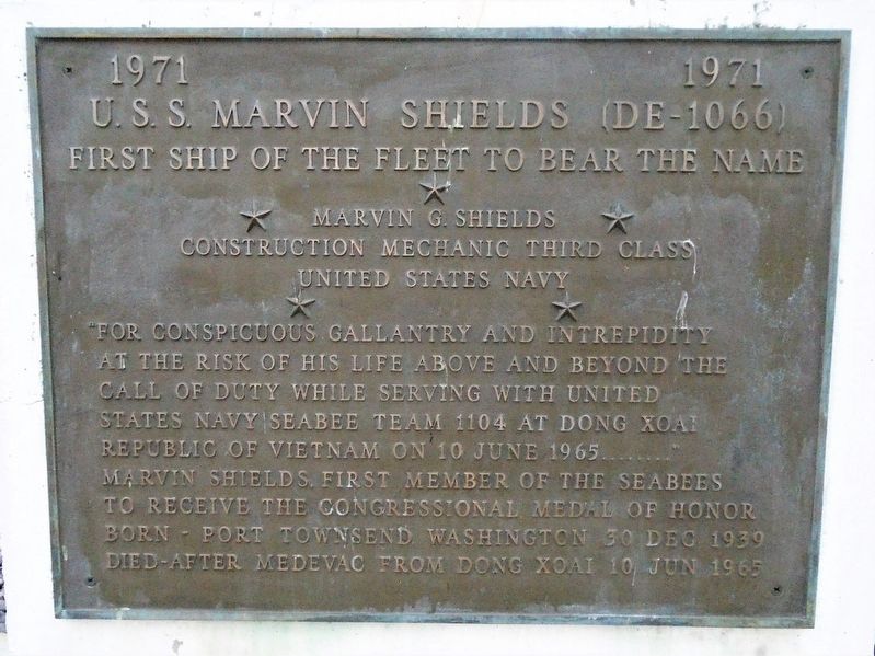 U.S.S. Marvin Shields (DE-1066) Marker image. Click for full size.