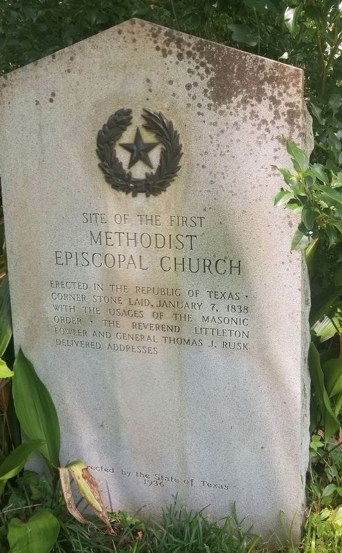 Site of the First Methodist Episcopal Church Marker. Click for full size. Site of the First Methodist Episcopal Church Marker image. Click for full size.
