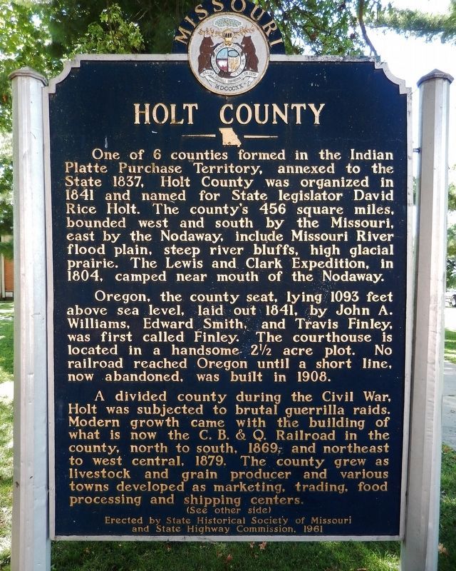 Holt County Marker (<i>side 1</i>) image. Click for full size.