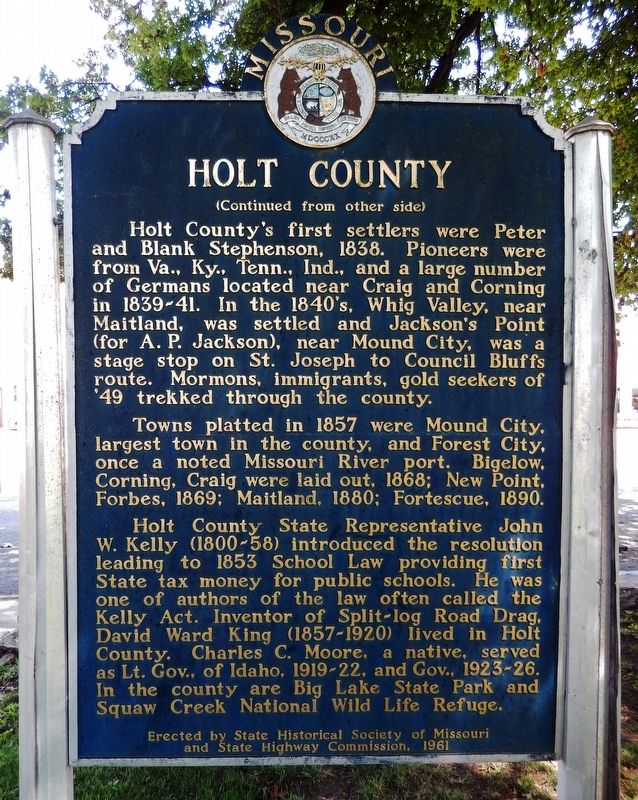 Holt County Marker (<i>side 2</i>) image. Click for full size.