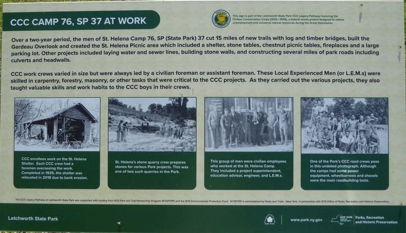 CCC Camp 76, SP 37 at Work Marker image. Click for full size.